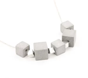 925 Silver cubes and gray concrete