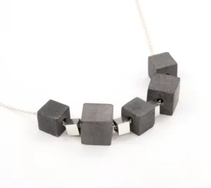 Black concrete and 925 silver cubes