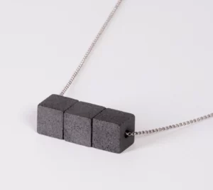 Raw anthracite concrete necklace