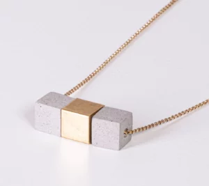 Structured concrete gray cubes & brass